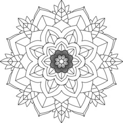 Easy Mandala coloring book simple and basic for beginners, seniors and children. Set of Mehndi flower pattern for Henna drawing and tattoo. Decoration in ethnic oriental, Indian style.