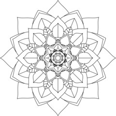 Easy Mandala coloring book simple and basic for beginners, seniors and children. Set of Mehndi flower pattern for Henna drawing and tattoo. Decoration in ethnic oriental, Indian style.