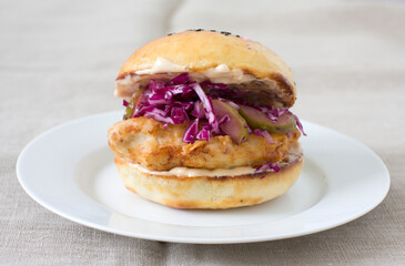 Fried Chicken Sandwich with Mayo and Slaw