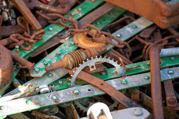 environmental protection, old discarded and trown away pieces of metal