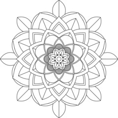 Easy Mandala coloring book simple and basic for beginners, seniors and children. Set of Mehndi flower pattern for Henna drawing and tattoo. Decoration in ethnic oriental, Indian style.