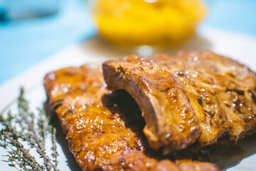 pork rib served on the plate