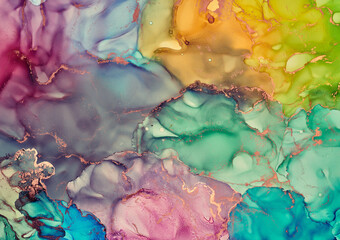 Fluid Art . Modern аbstract colorful background, wallpaper. Mixing acrylic paints. Marble texture. Alcohol ink colors translucent