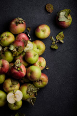 Homemade apples with leaves from the garden
