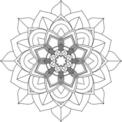 Easy Mandala coloring book simple and basic for beginners, seniors and children. Set of Mehndi flower pattern for Henna drawing and tattoo. Decoration in ethnic oriental, Indian style.