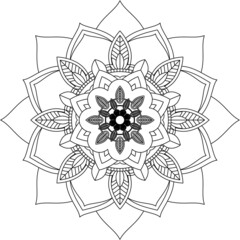 Easy Mandala coloring book simple and basic for beginners, seniors and children. Set of Mehndi flower pattern for Henna drawing and tattoo. Decoration in ethnic oriental, Indian style.