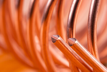Spiral copper wire with focus on cutting