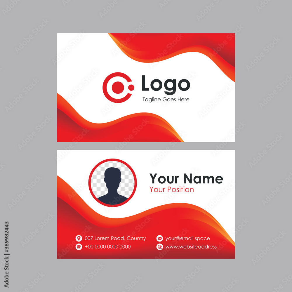 Poster abstract smooth business card with elegant red wavy mesh gradient design, professional stylish name 