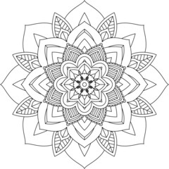 Easy Mandala coloring book simple and basic for beginners, seniors and children. Set of Mehndi flower pattern for Henna drawing and tattoo. Decoration in ethnic oriental, Indian style.