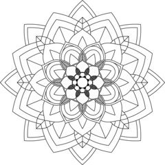 Easy Mandala coloring book simple and basic for beginners, seniors and children. Set of Mehndi flower pattern for Henna drawing and tattoo. Decoration in ethnic oriental, Indian style.