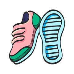 Shoes icon in color drawing. Sneakers foot sport