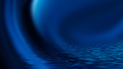 Abstract futuristic empty stage, light reflection in water, neon light. Smooth lines, liquid lines.