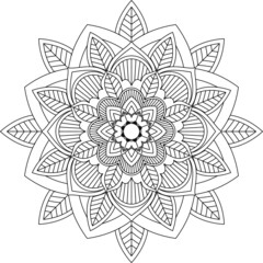 Easy Mandala coloring book simple and basic for beginners, seniors and children. Set of Mehndi flower pattern for Henna drawing and tattoo. Decoration in ethnic oriental, Indian style.