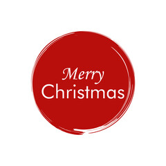 Periodo navideño. Logotipo con texto Merry Christmas en círculo en color rojo