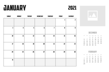 2021 Calendar Isolated on Background