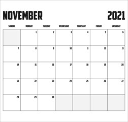 2021 Calendar Isolated on Background