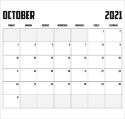 2021 Calendar Isolated on Background