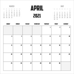 2021 Calendar Isolated on Background
