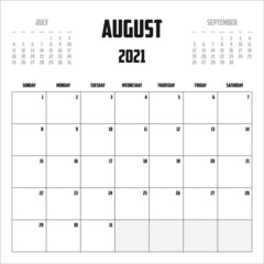 2021 Calendar Isolated on Background