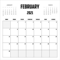 2021 Calendar Isolated on Background