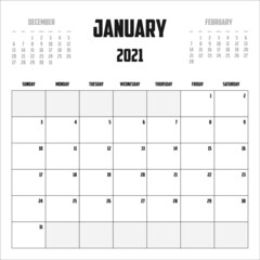 2021 Calendar Isolated on Background