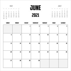 2021 Calendar Isolated on Background