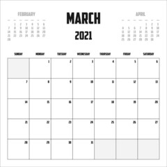 2021 Calendar Isolated on Background