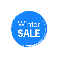 Rebajas de invierno. Logotipo etiqueta circular con texto Winter Sale en color azul