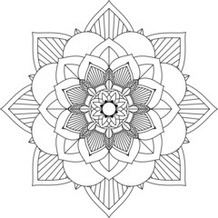 Easy Mandala coloring book simple and basic for beginners, seniors and children. Set of Mehndi flower pattern for Henna drawing and tattoo. Decoration in ethnic oriental, Indian style.