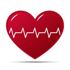 Heart with a pulse line. Cardiogram heartbeat vector illustration