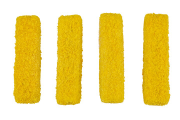 Raw fish sticks isolated on a white background