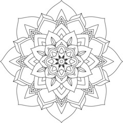 Easy Mandala coloring book simple and basic for beginners, seniors and children. Set of Mehndi flower pattern for Henna drawing and tattoo. Decoration in ethnic oriental, Indian style.