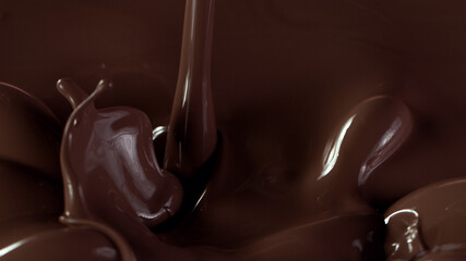 Closeup of splashing hot chocolate