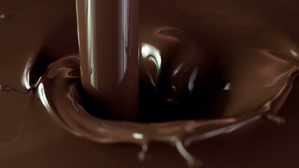 Closeup of splashing hot chocolate