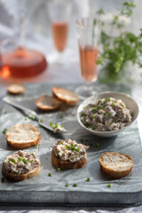 Smoked Mackerel Pate with Bread and Herbs. Rose Wine Pairing
