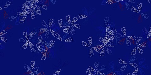 Light blue, yellow vector abstract backdrop with leaves.