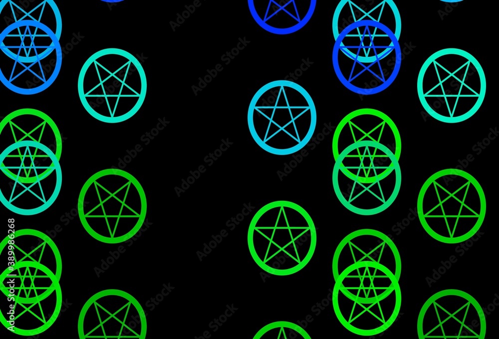 Wall mural dark multicolor vector backdrop with mystery symbols.