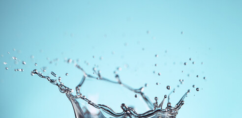 Abstract shape of water splash on blue background