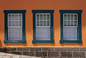 Ancient facade in historical city of Ouro Preto, Minas Gerais state, Brazil