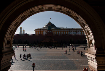 Obraz premium Red square, Moscow, Russia October 4, 2020:View from the arch to Red Square