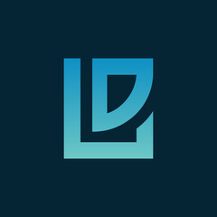 Creative letter LD logo design, minimalist alphabet LO monogram, square shape logotype - Vector