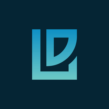 Creative letter LD logo design, minimalist alphabet LO monogram, square shape logotype - Vector