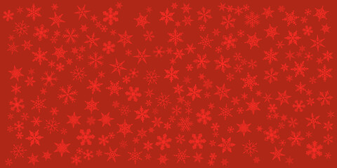 Red christmas background with snowflakes. Vector illustration