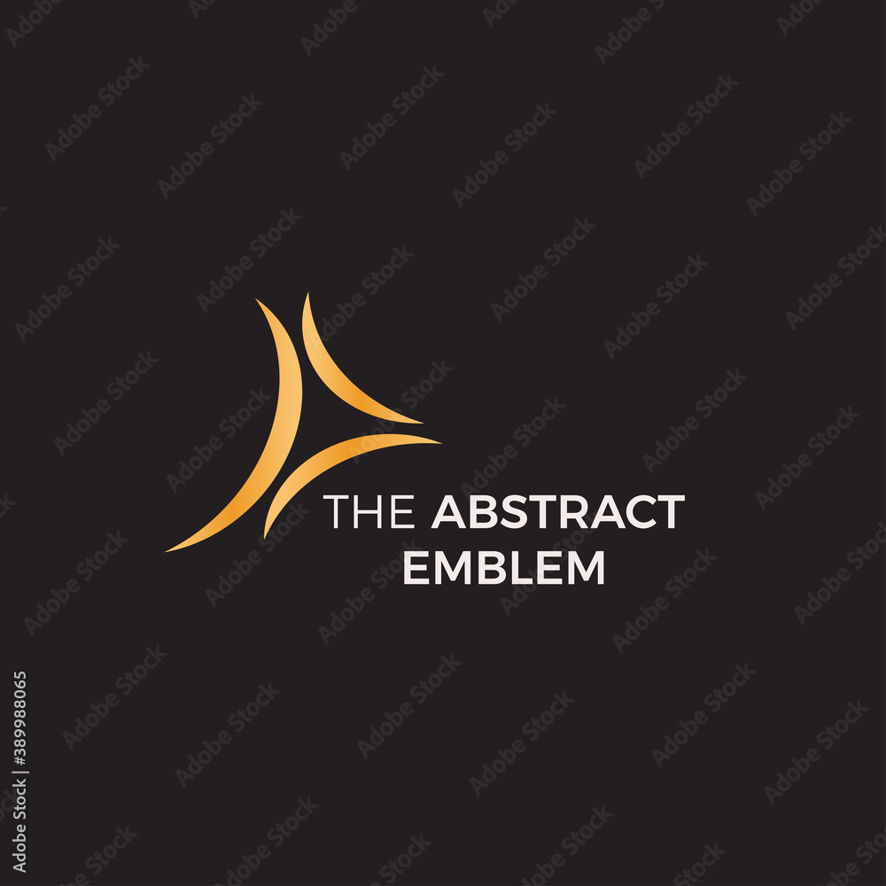 Poster elegant arcs isolated icon on black background. abstract curve lines flat cartoon style vector logo 