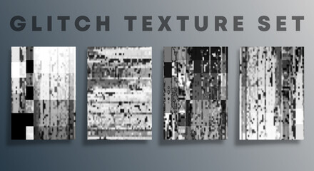 Set of glitch texture template for the banner, flyer, poster, cover brochure, and other backgrounds. Vector illustration