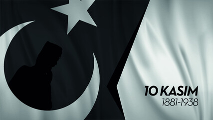 10 November Commemoration Day of Great Leader Mustafa Kemal Atatürk. Translation: "10 November."