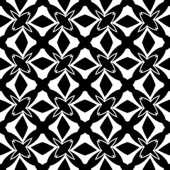Black, white pattern, geometric wallpaper , seamless texture with flat floral ornament, decorative illustration with simple elemets