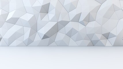 White geometric abstraction. Low poly style background. 3D rendering