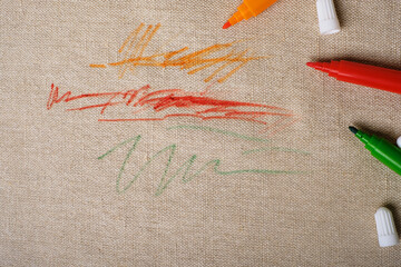 stains from felt-tip pens. Furniture fabric. Cleaning concept