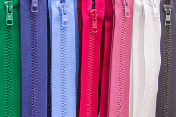 multi-colored zippers for clothing and sewing